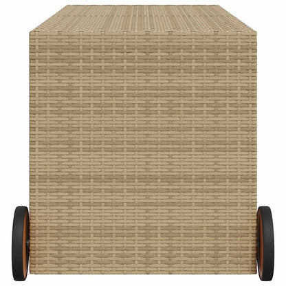 Contenitore da Giardino con Ruote Beige Misto 283L Polyrattan - homemem39