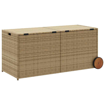 Contenitore da Giardino con Ruote Beige Misto 283L Polyrattan - homemem39