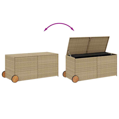 Contenitore da Giardino con Ruote Beige Misto 283L Polyrattan - homemem39