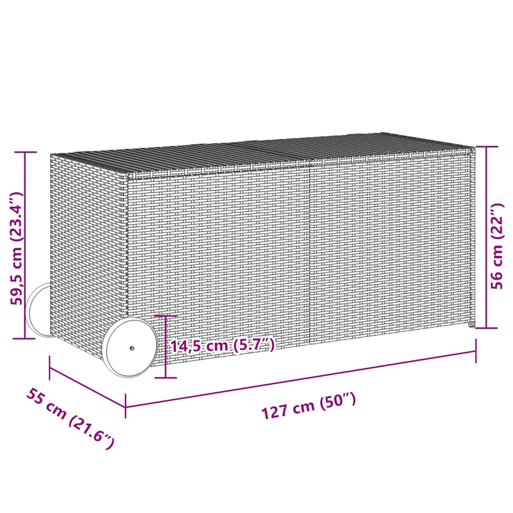 Contenitore da Giardino con Ruote Beige Misto 283L Polyrattan - homemem39