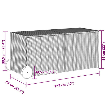 Contenitore da Giardino con Ruote Beige Misto 283L Polyrattan - homemem39
