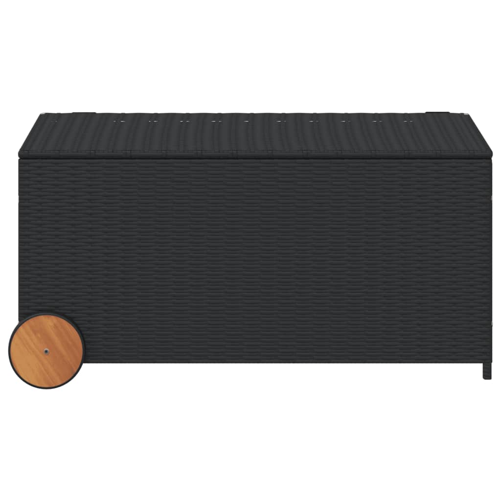 Contenitore da Giardino con Ruote Nero 190L in Polyrattan - homemem39