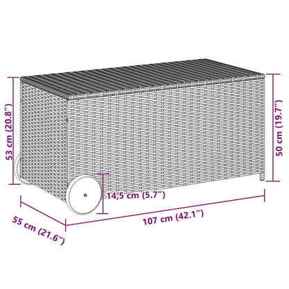 Contenitore da Giardino con Ruote Nero 190L in Polyrattan - homemem39
