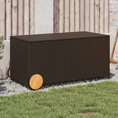 Contenitore da Giardino con Ruote Marrone 190L in Polyrattan - homemem39