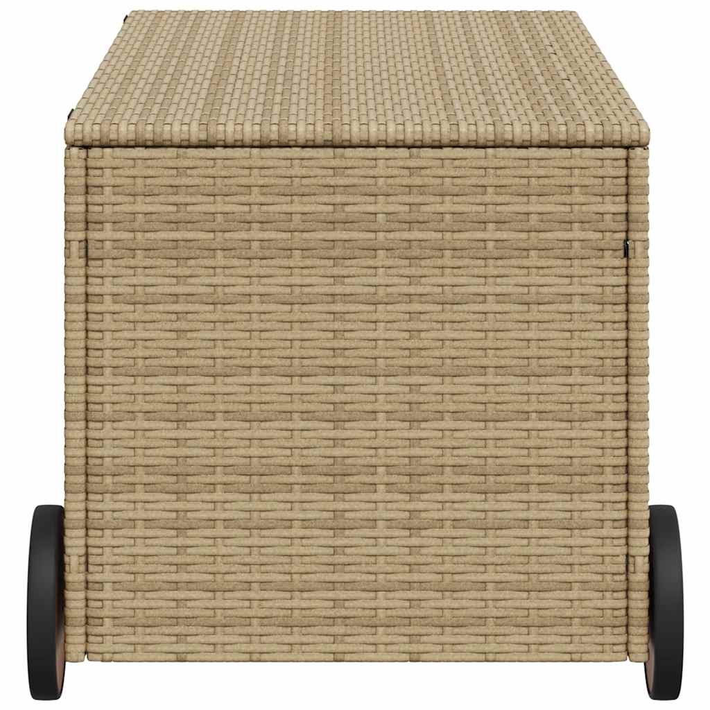 Contenitore da Giardino con Ruote Beige Misto 190L Polyrattan