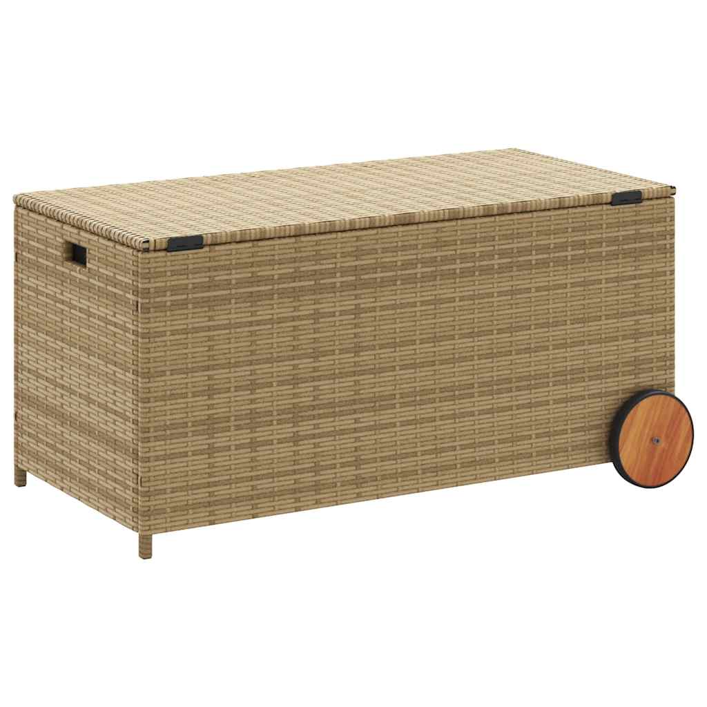 Contenitore da Giardino con Ruote Beige Misto 190L Polyrattan