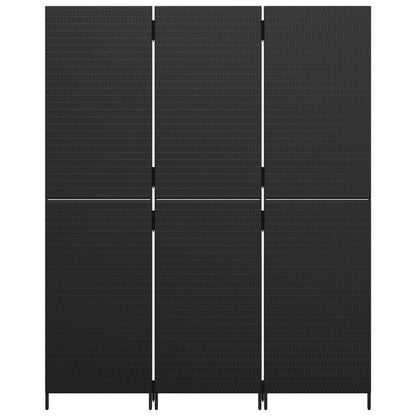 Divisorio per Ambienti a 3 Pannelli Nero in Polyrattan | homemem39
