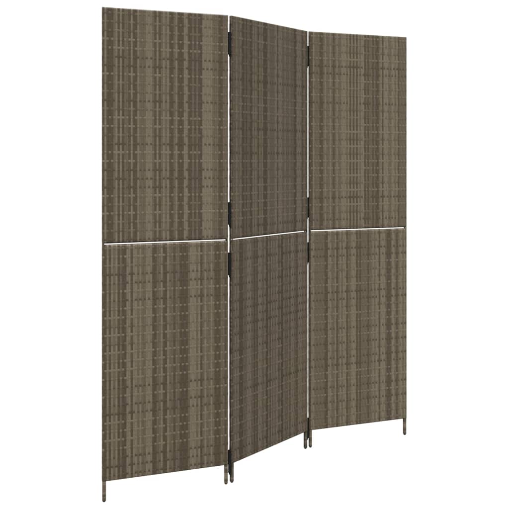 Divisorio per Ambienti a 3 Pannelli Grigio in Polyrattan | homemem39