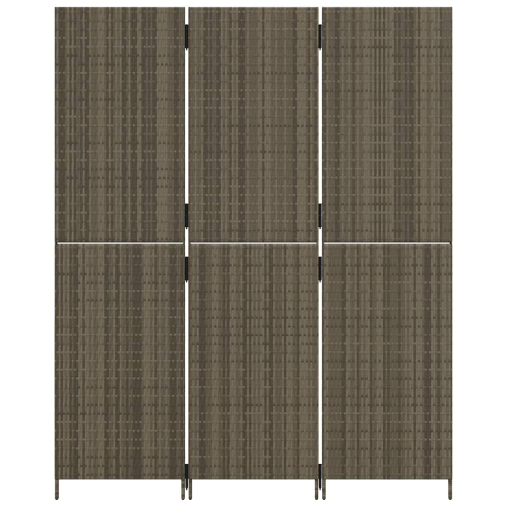 Divisorio per Ambienti a 3 Pannelli Grigio in Polyrattan | homemem39