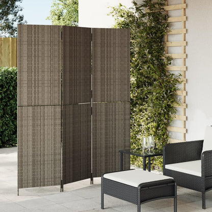 Divisorio per Ambienti a 3 Pannelli Grigio in Polyrattan | homemem39
