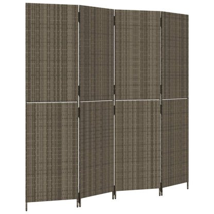 Divisorio per Ambienti a 4 Pannelli Grigio in Polyrattan | homemem39