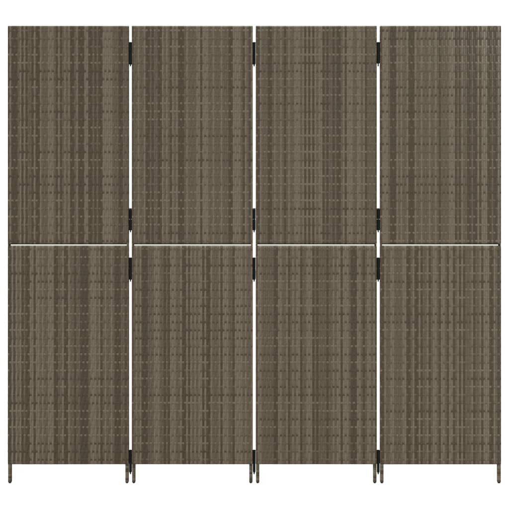 Divisorio per Ambienti a 4 Pannelli Grigio in Polyrattan | homemem39