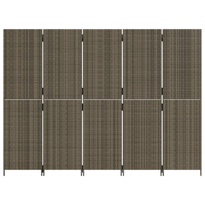 Divisorio per Ambienti a 5 Pannelli Grigio in Polyrattan - homemem39