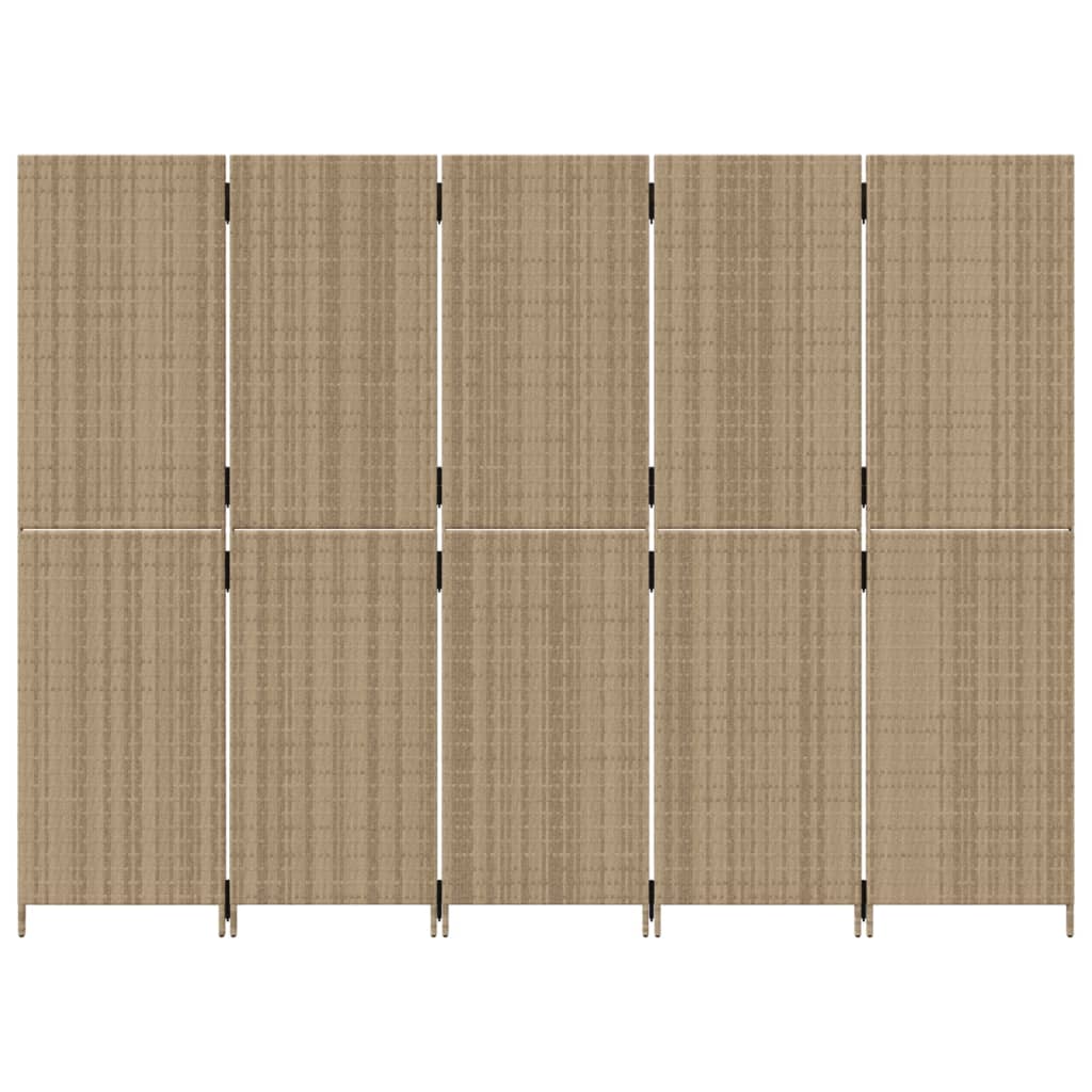 Divisorio per Ambienti a 5 Pannelli Beige in Polyrattan - homemem39