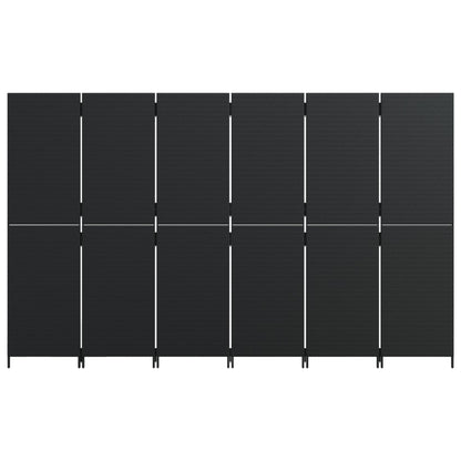 Divisorio per Ambienti a 6 Pannelli Nero in Polyrattan - homemem39