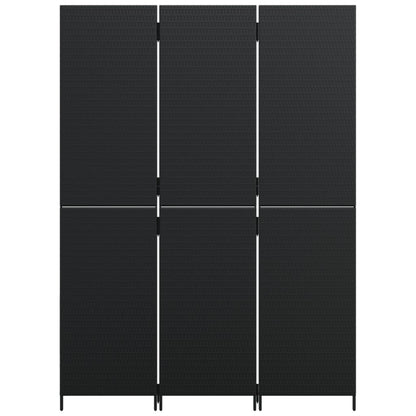 Divisorio per Ambienti a 3 Pannelli Nero in Polyrattan | homemem39