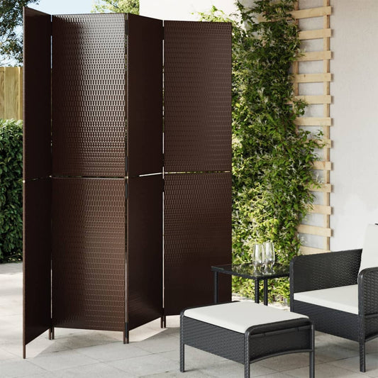 Divisorio per Ambienti a 4 Pannelli Marrone in Polyrattan - homemem39