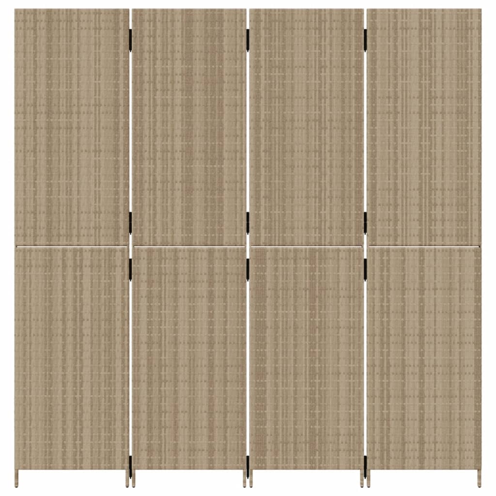Divisorio per Ambienti a 4 Pannelli Beige in Polyrattan - homemem39