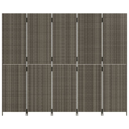 Divisorio per Ambienti a 5 Pannelli Grigio in Polyrattan - homemem39