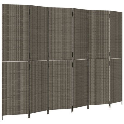 Divisorio per Ambienti a 6 Pannelli Grigio in Polyrattan - homemem39