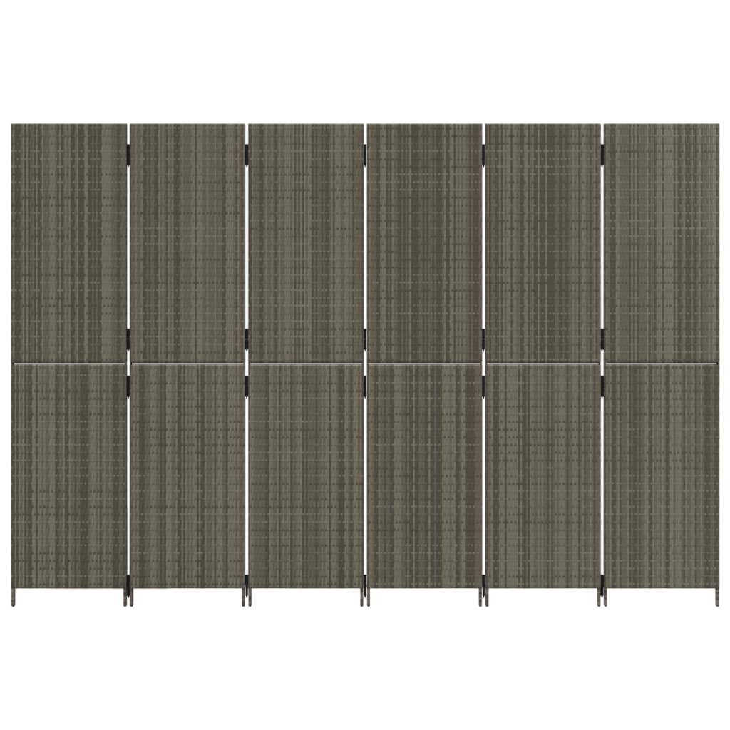 Divisorio per Ambienti a 6 Pannelli Grigio in Polyrattan - homemem39