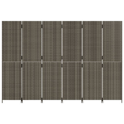 Divisorio per Ambienti a 6 Pannelli Grigio in Polyrattan - homemem39