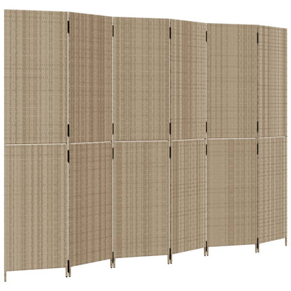 Divisorio per Ambienti a 6 Pannelli Beige in Polyrattan - homemem39