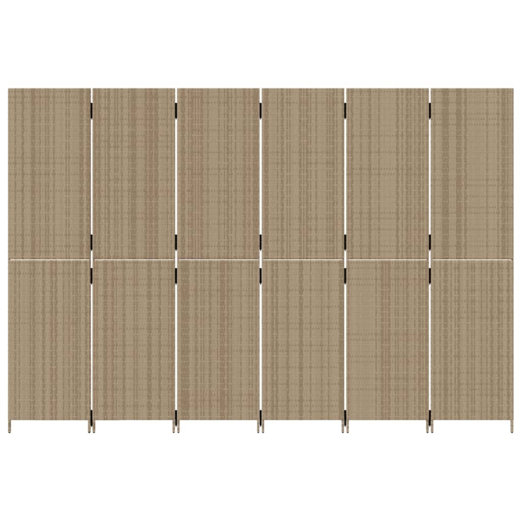 Divisorio per Ambienti a 6 Pannelli Beige in Polyrattan - homemem39