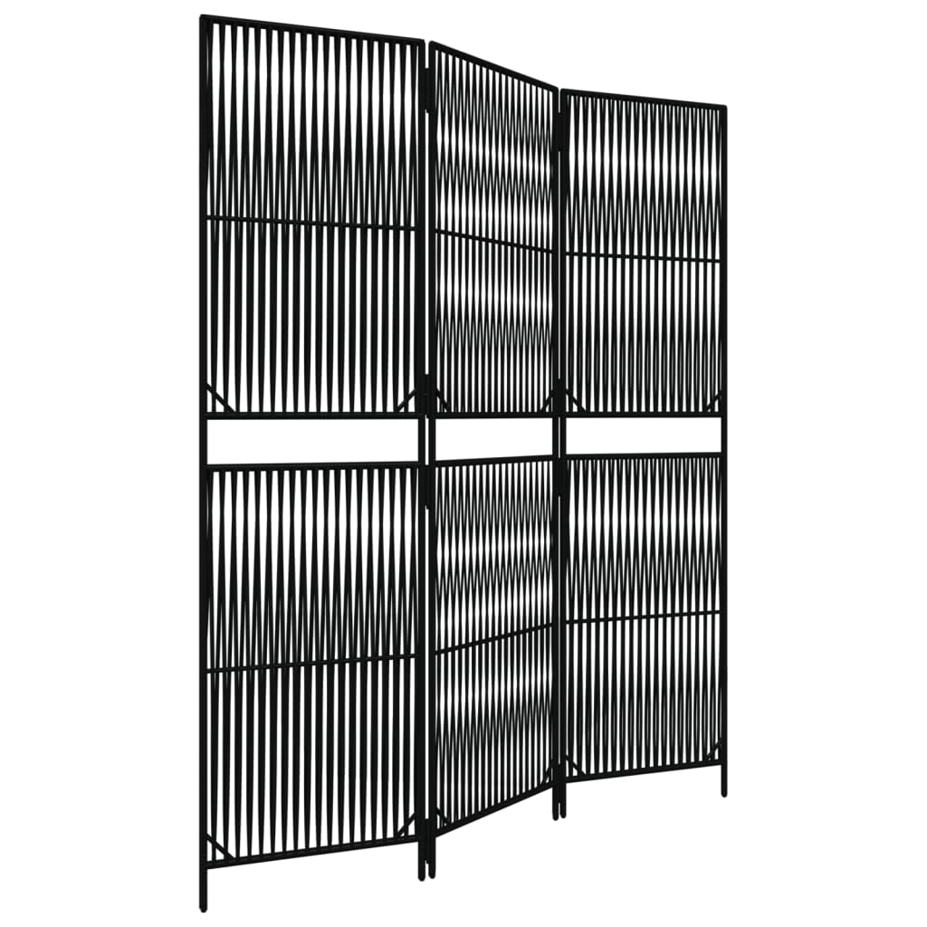 Divisorio per Ambienti a 3 Pannelli Nero in Polyrattan | homemem39