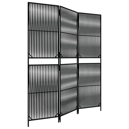 Divisorio per Ambienti a 3 Pannelli Nero in Polyrattan | homemem39