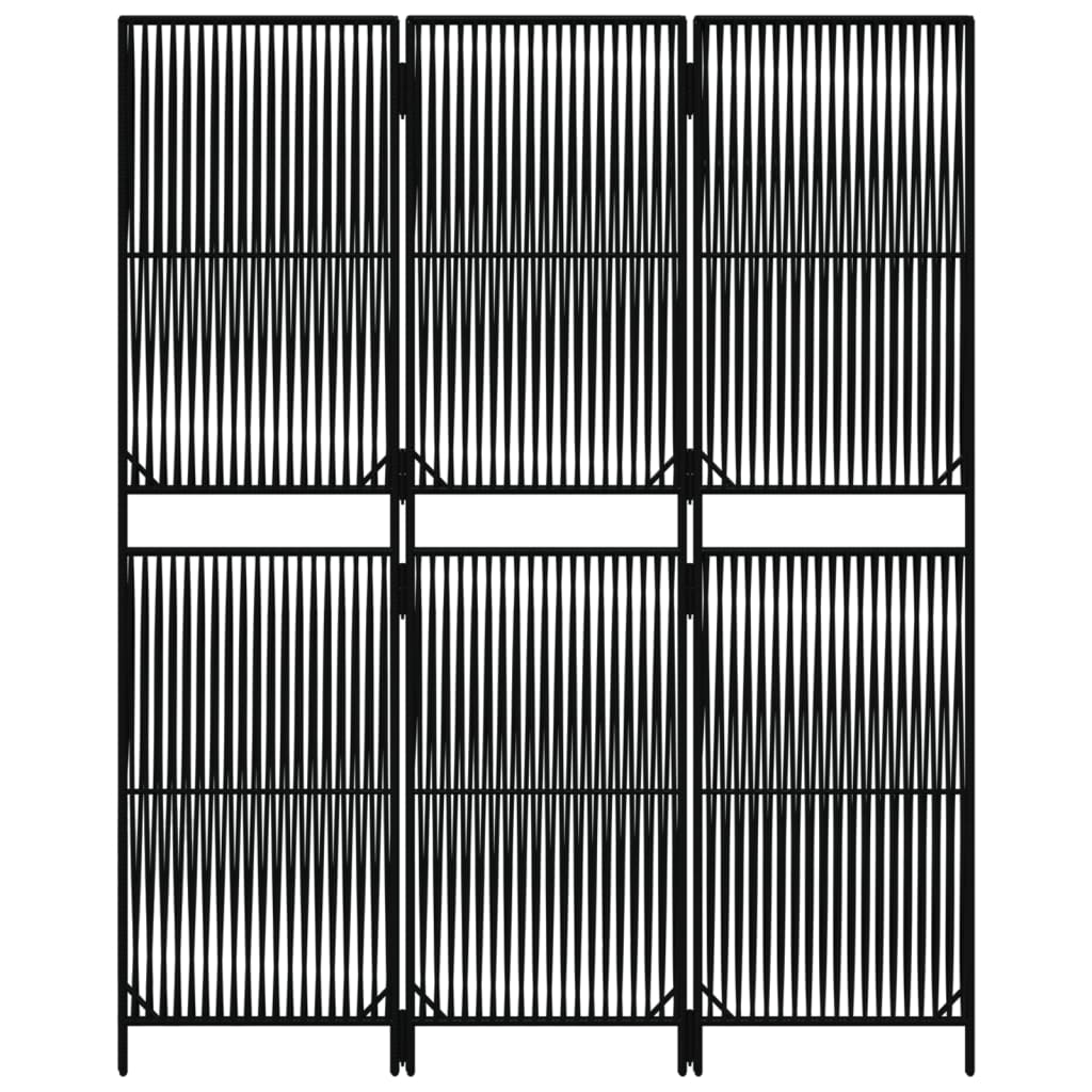 Divisorio per Ambienti a 3 Pannelli Nero in Polyrattan | homemem39