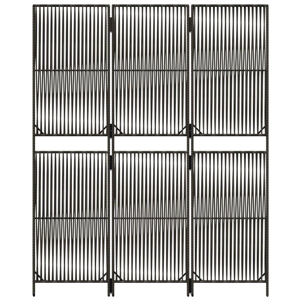Divisorio per Ambienti a 3 Pannelli Grigio in Polyrattan - homemem39