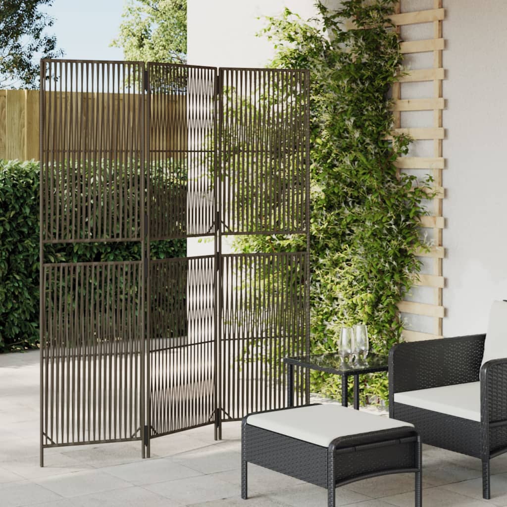 Divisorio per Ambienti a 3 Pannelli Grigio in Polyrattan - homemem39