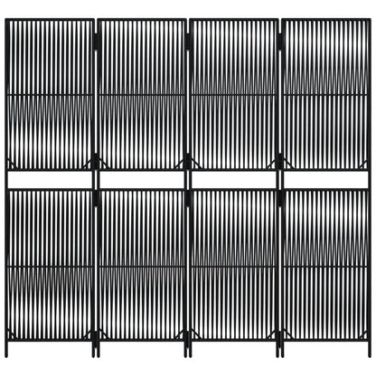 Divisorio per Ambienti a 4 Pannelli Nero in Polyrattan - homemem39