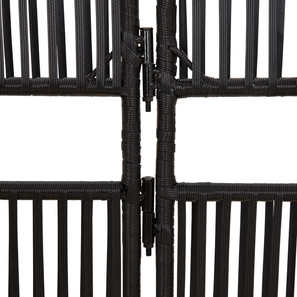 Divisorio per Ambienti a 4 Pannelli Nero in Polyrattan - homemem39