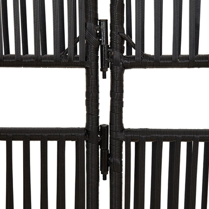 Divisorio per Ambienti a 4 Pannelli Nero in Polyrattan - homemem39