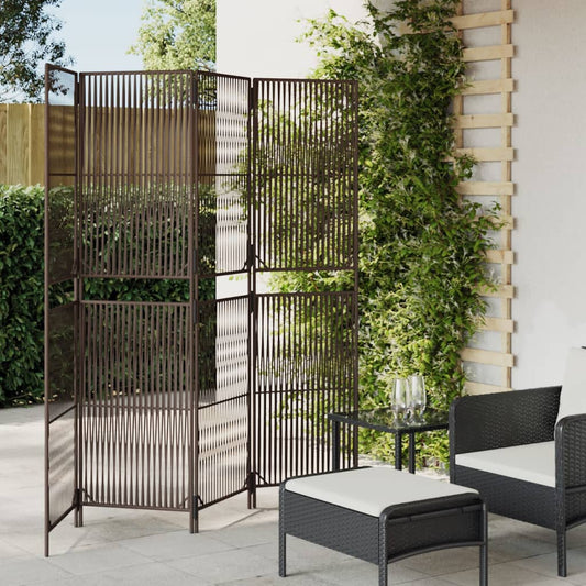 Divisorio per Ambienti a 4 Pannelli Marrone in Polyrattan - homemem39