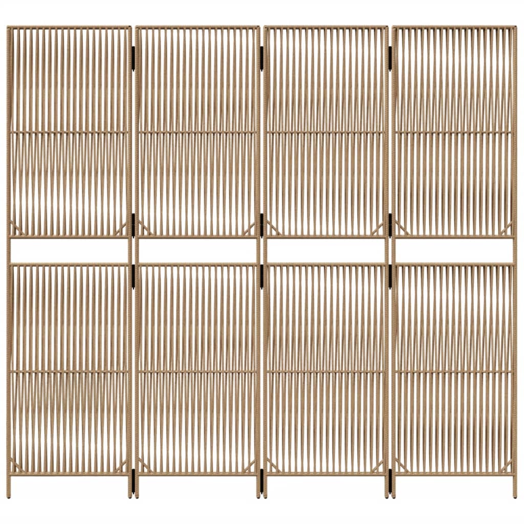 Divisorio per Ambienti a 4 Pannelli Beige in Polyrattan - homemem39