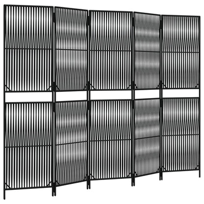 Divisorio per Ambienti a 5 Pannelli Nero in Polyrattan - homemem39