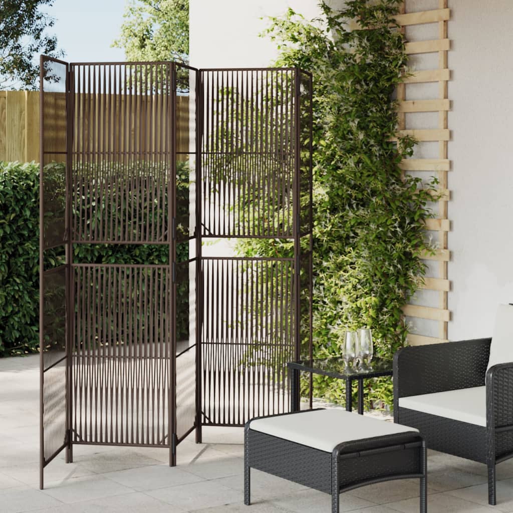 Divisorio per Ambienti a 5 Pannelli Marrone in Polyrattan | homemem39