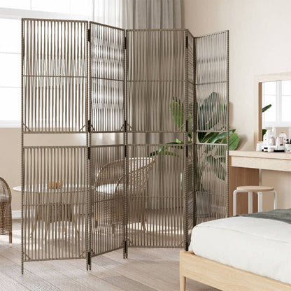 Divisorio per Ambienti a 5 Pannelli Grigio in Polyrattan | homemem39