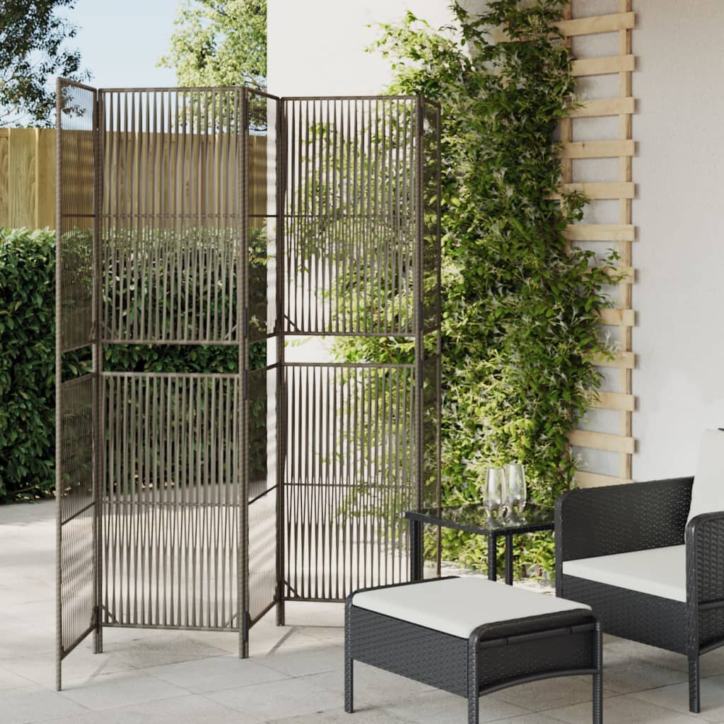 Divisorio per Ambienti a 5 Pannelli Grigio in Polyrattan - homemem39