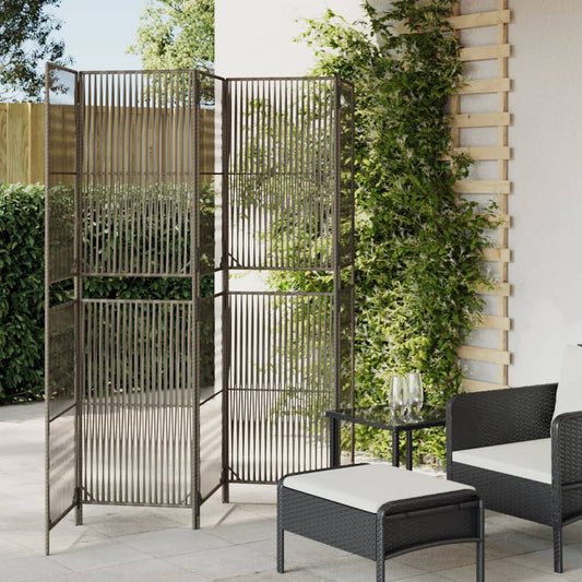 Divisorio per Ambienti a 5 Pannelli Grigio in Polyrattan - homemem39