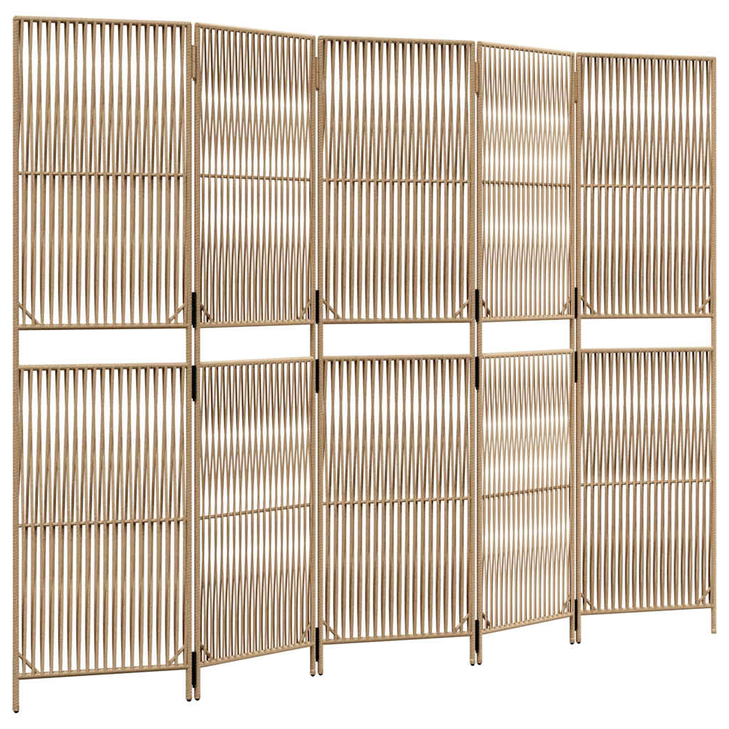 Divisorio per Ambienti a 5 Pannelli Beige in Polyrattan | homemem39
