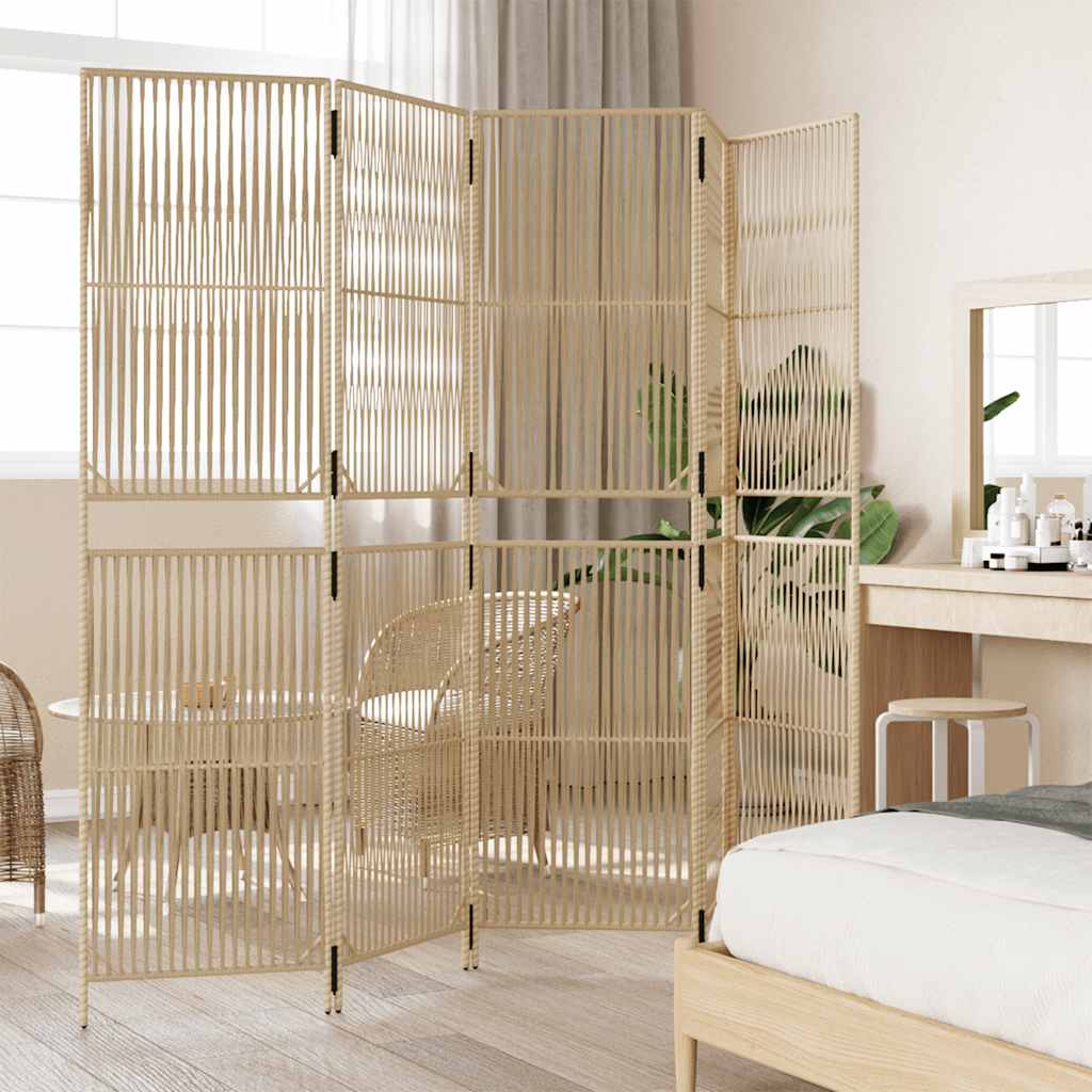 Divisorio per Ambienti a 5 Pannelli Beige in Polyrattan | homemem39