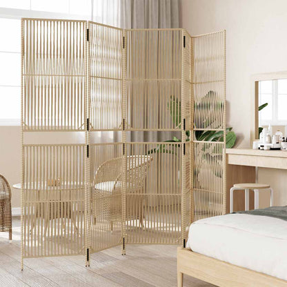 Divisorio per Ambienti a 5 Pannelli Beige in Polyrattan | homemem39