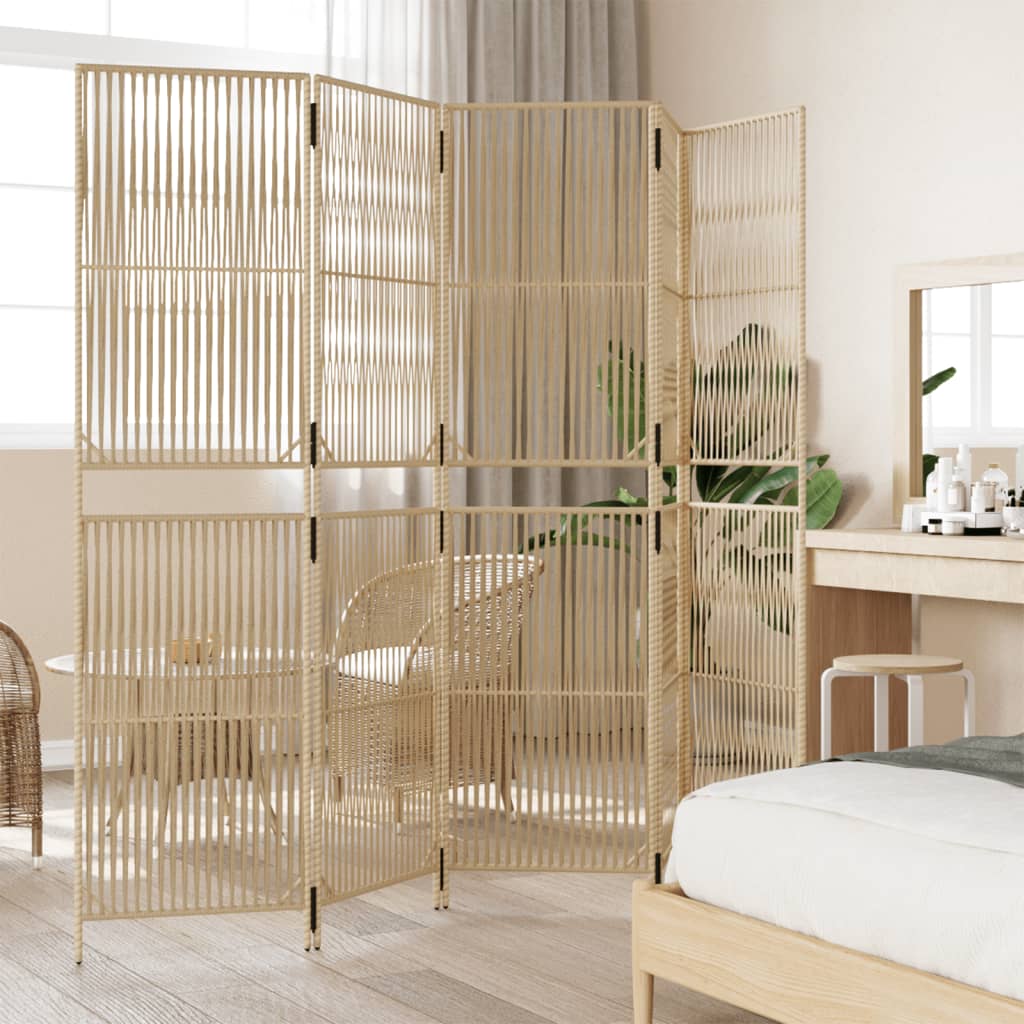 Divisorio per Ambienti a 5 Pannelli Beige in Polyrattan - homemem39