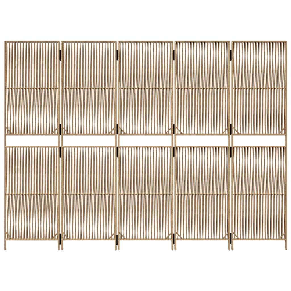 Divisorio per Ambienti a 5 Pannelli Beige in Polyrattan | homemem39