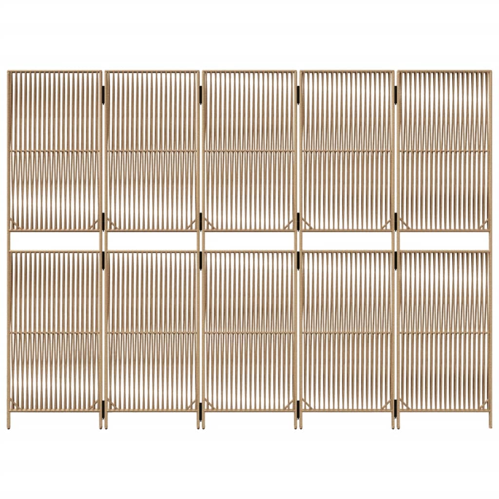 Divisorio per Ambienti a 5 Pannelli Beige in Polyrattan - homemem39