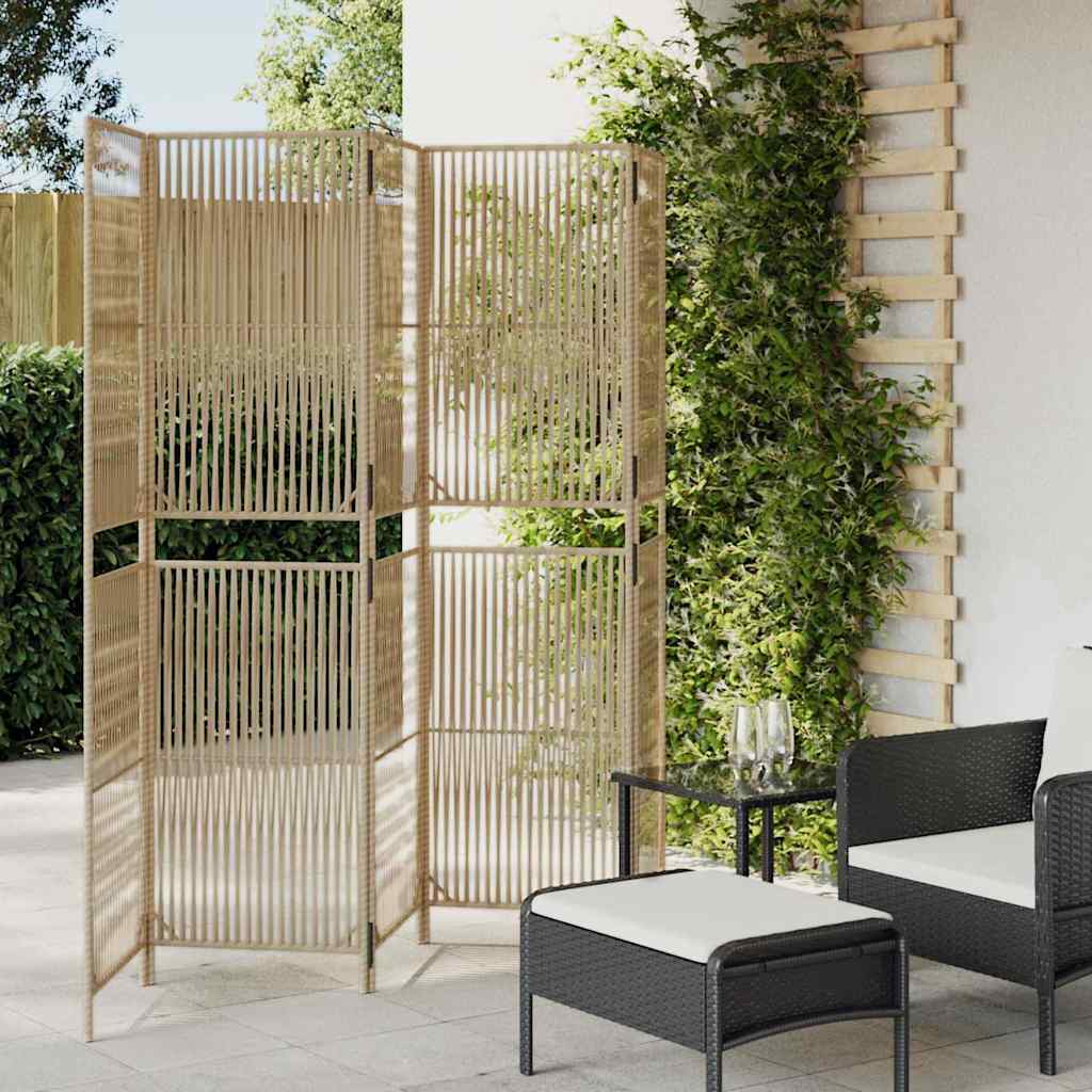 Divisorio per Ambienti a 5 Pannelli Beige in Polyrattan | homemem39